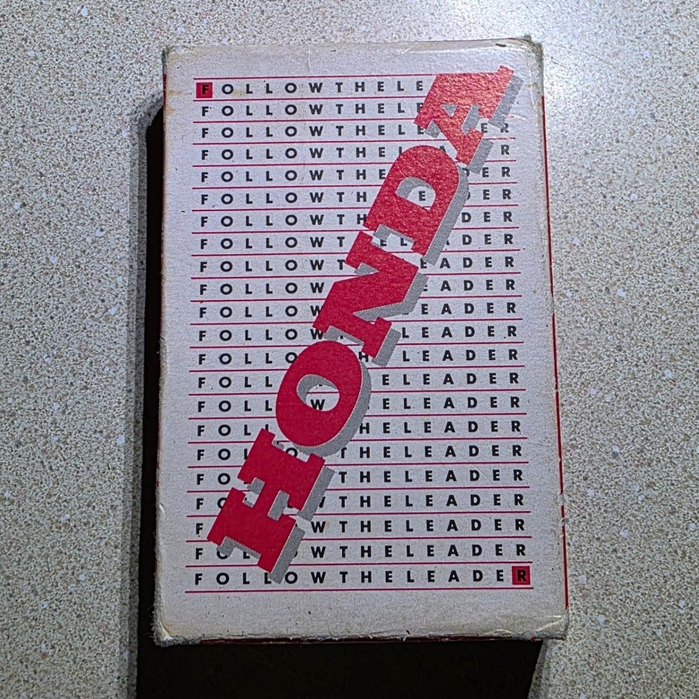 Honda Vintage Motorcycle Playing Cards, "Follow the Leader", Red White‎